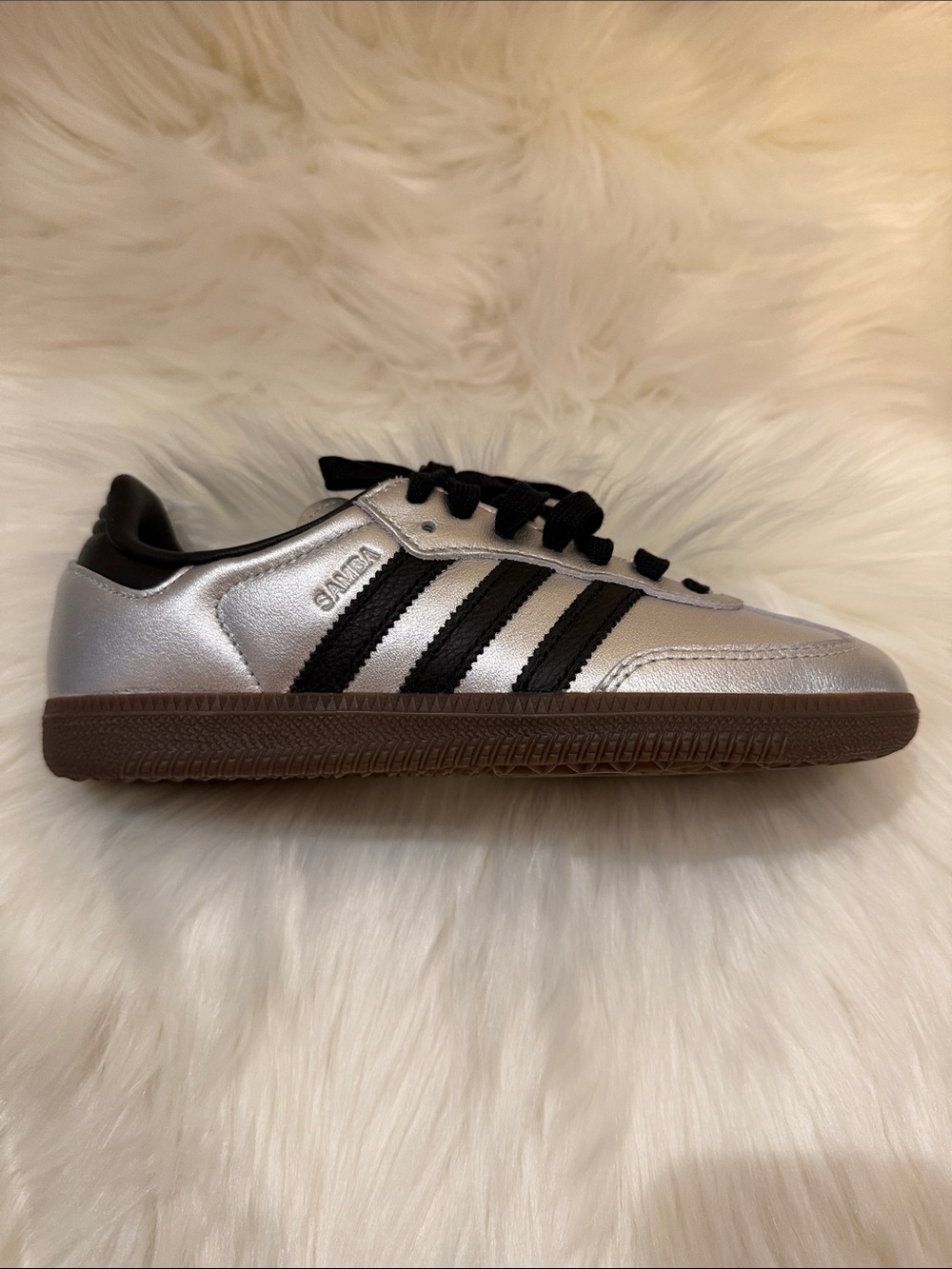 adidas Kids Samba Sneaker in Silver and Black